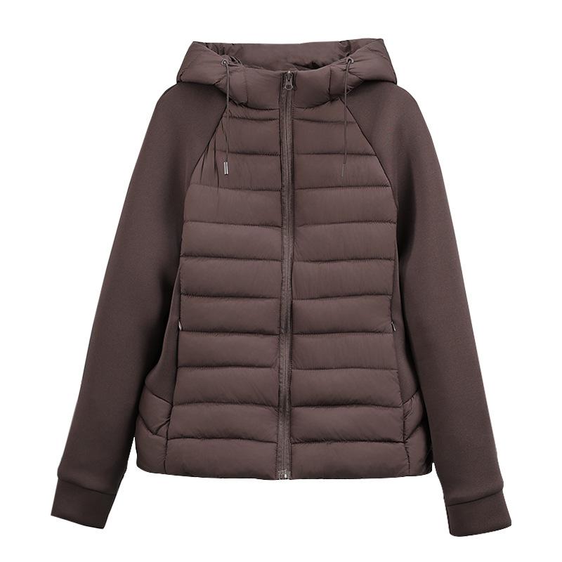Light and thin European and American fashion women's clothing spliced cotton clothes, jackets, slim and thin stand-up collar down cotton clot