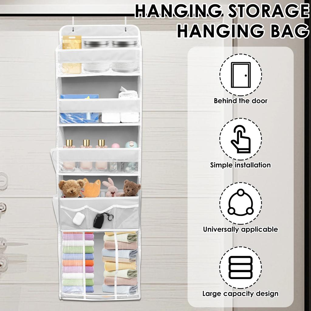 Door Hanging Organizer Nonwoven Over the Door Organizer with Movable Baby Diaper Caddy Large Capacity Hanging Storage Shelves