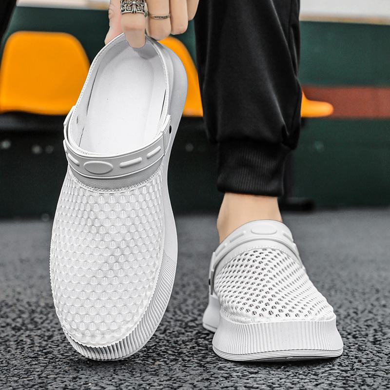 Half Shoes For Men Mules Sandals Mesh Slip On Flats Slippers Summer Backless Loafers Slippers Man Slides Mens Casual Shoes 2026