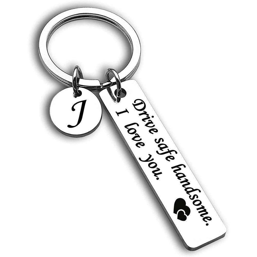 Roestvrij Stalen Drive Safe Sleutelhanger met Gegraveerde Letter Hanger