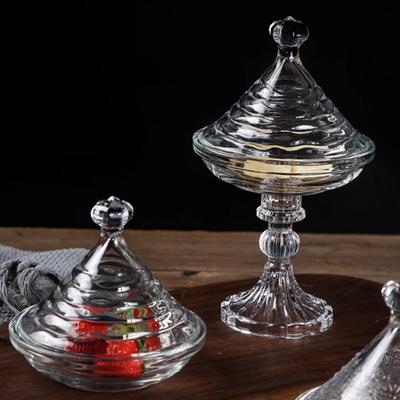 Transparent Glass Dessert Plate with Cover Tasting Plate High Footed Cake Plates Display Tray Cake Glass Cover Dim Sum Dish Bowl
