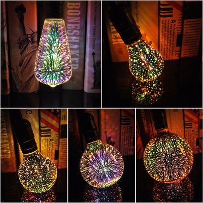 3D Star Led Bulb E27 Vintage Edison Light Colorful Bombillas Retro Glass Lampara Ampoule Christmas Home Decor Wedding Bar Party