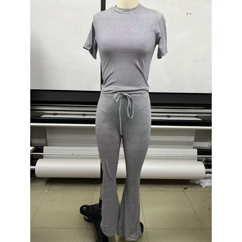 Ensemble Short à Manches Courtes Décontracté pour Femme et Pantalon Long pour Yoga, Sport, Vêtement d'Intérieur