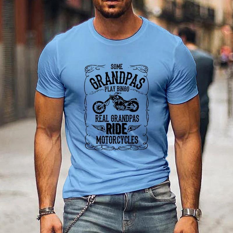 Grandpas Ride Motorcycles Print Men's T-shirts Father's Day Gift Short Sleeve Tops Tees Summer Harajuku Fashion O-Neck Tshirt