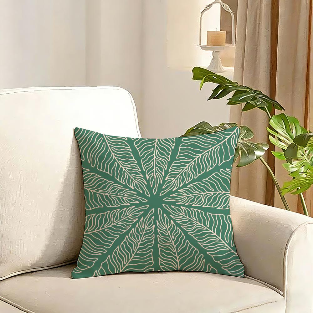 Bohemia Green Cushion Cover Reversible Plush Pillow Cover Soft Fluffy Home Decor for Sofa Bedroom