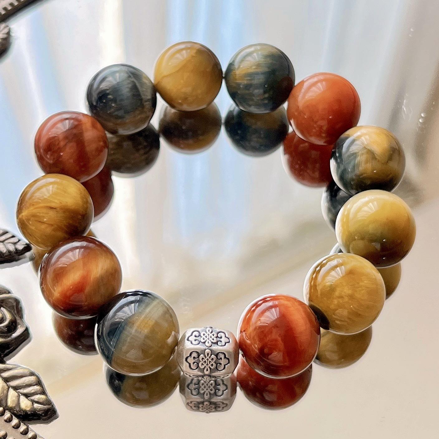 925 Silver High Quality Natural Color Tiger S Eye Stone Bracelet Bracelet