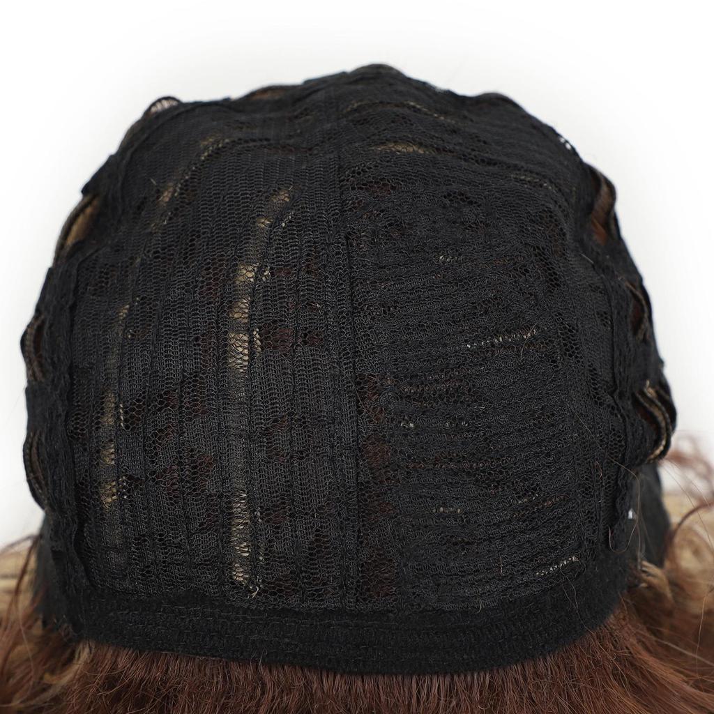 Złota syntetyczna peruka średniej długości z lokami dla kobiet - styl europejski i amerykański