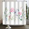 Floral Shower Curtain Flower Butterfly Waterproof Polyester Bathroom Curtain With Hooks Bathtub Screen