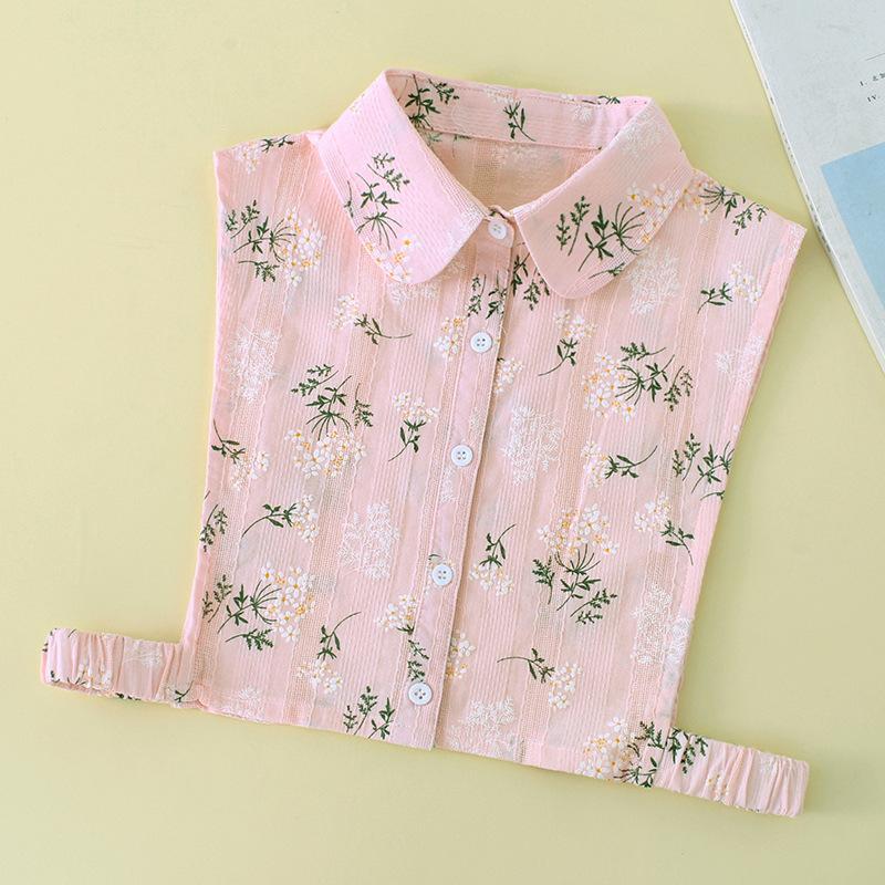 Women Cotton Printed Detachable Lapel Fake Collar Shirt White Ruffles False Collar Woman Removable False Blouse Nep Kraagie