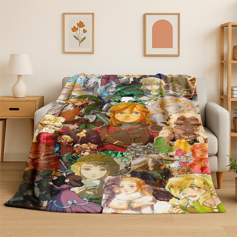 Classic Game ZZelda Cartoon Link Flannel Blanket Soft Warm Throw Blanket for Bedroom Living Room Bed Travel Camping Picnic