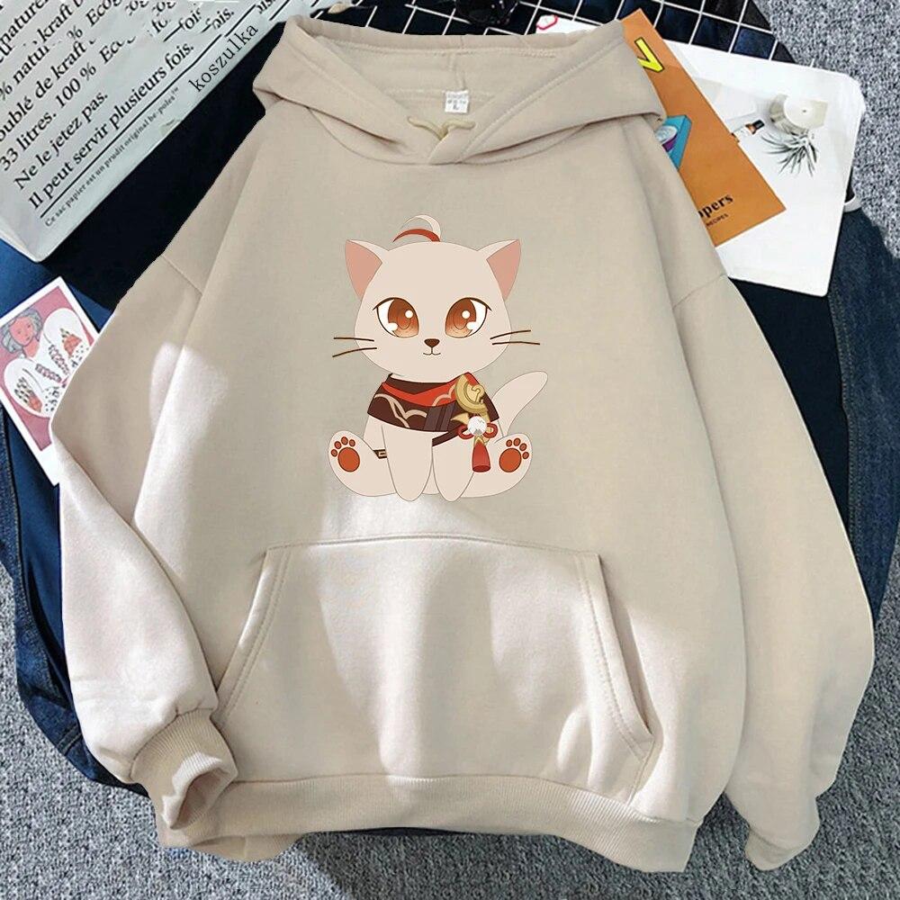 

2023 Genshin Impact Kaedehara Kazuha Cat Hoodie Women Harajuku Graphic Kawaii Hoodies Unisex Autumn Winter Anime Pullover Sweats L