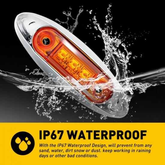 10x LED Side Marker Amber Lights Clearance Indicator Lamp Signals Truck Trailer