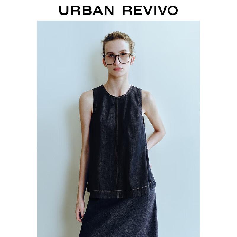 Women s Contrast Stitch Sleeveless Denim Shirt S