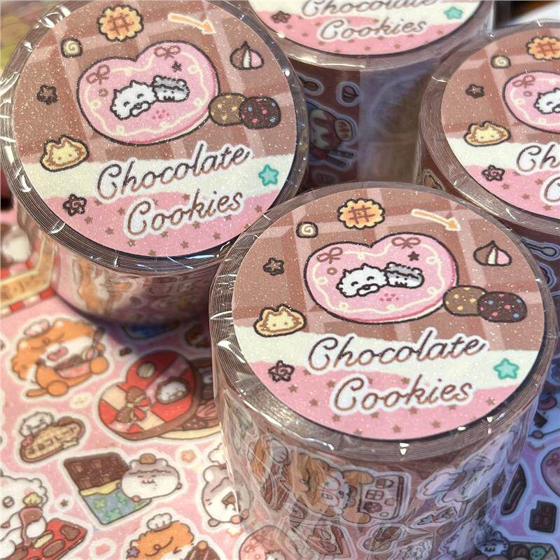 Chocolate Cookies Sticker Roll Sticker Tape Cute Love Chocolate Waterproof Handbook Decoration