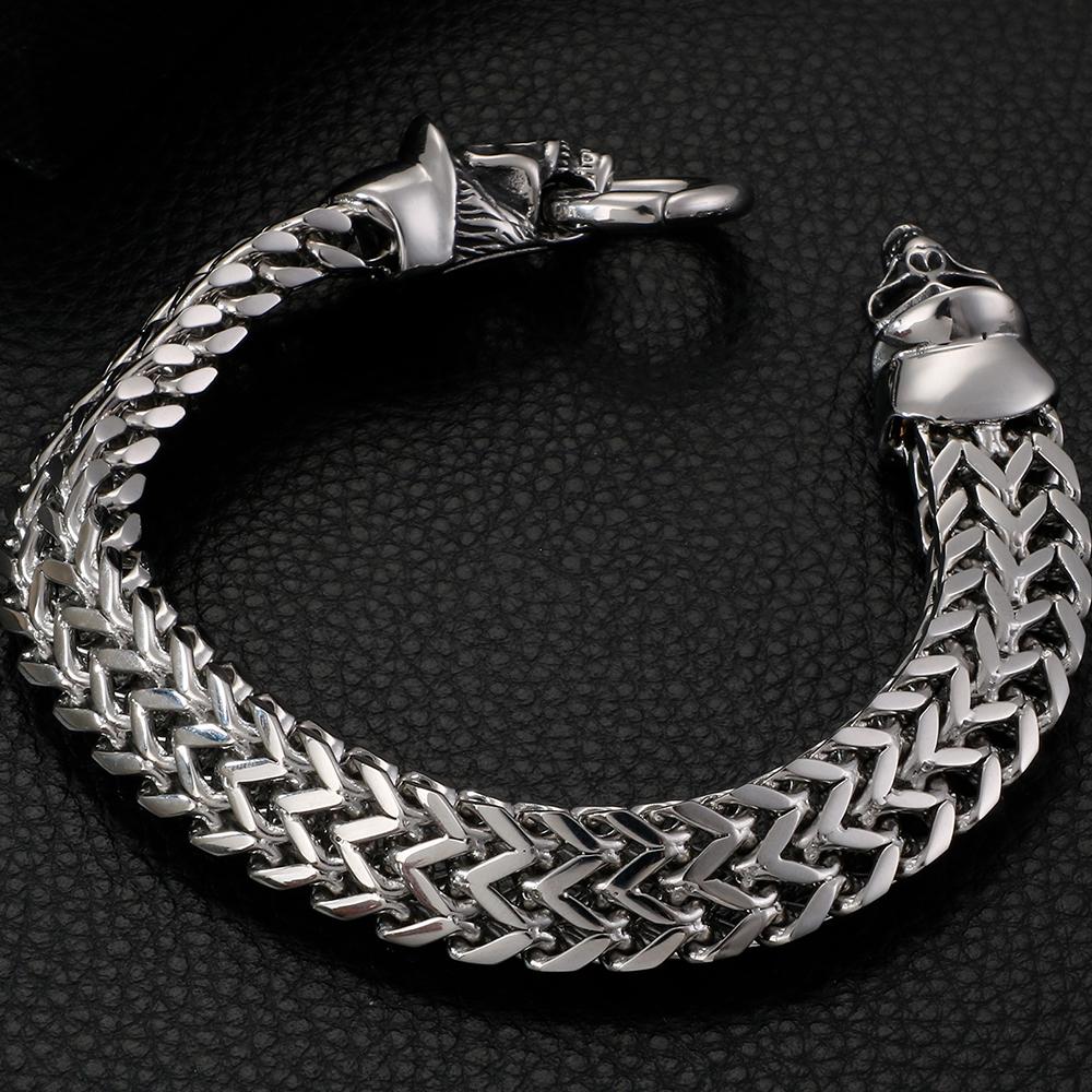 Stainless Steel Mesh Hand Skull Bracelet Man Rock and Roll Metal Wristband Bangle Link Chain Men's Party Jewelry Best Friends