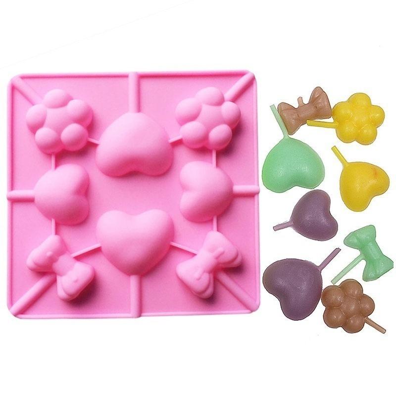 Lollipop Pop Heart Mold Silicone Cake Cookie Chocolate Mould Baking Tray Stick Mold
