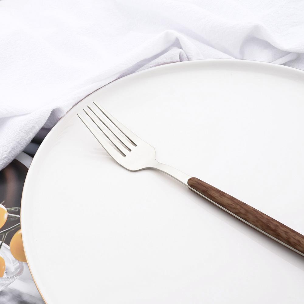 16/24/36 Stück Geschirrset Edelstahl Imitation Holzgriff Klemme Westliches Messer Gabel Löffel Besteck Geschirr Silberware