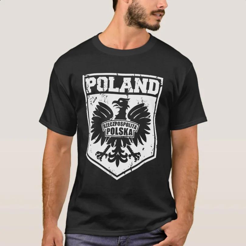 Polnischer Adler Wappen Emblem Polen T-Shirt 100% Baumwolle Rundhals Sommer Kurzarm Freizeit Herren T-Shirt Größe S3XL