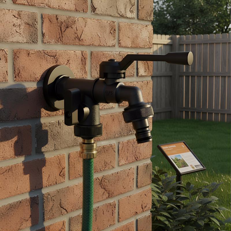 Outdoor Garden Water Faucet Dual Outlet Zinc Alloy Freeze Proof 2 Way Tap for Frost Protection Landscaping Lawn Use