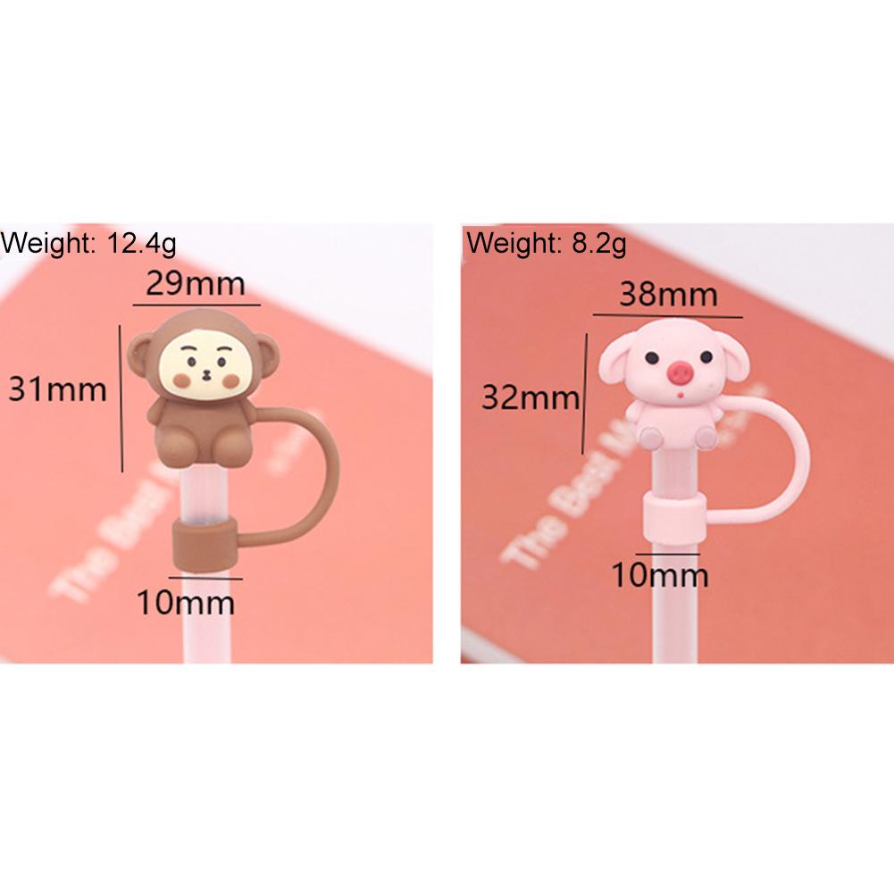 7Pcs Silicone Animals Straw Tips Protectors 10mm Cartoon Animals Straw Caps Dust-Proof for Stanley 30/40oz Tumbler Accessories