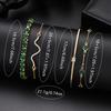 9PCS Green Women's Watch Set Trendy Fashion Rectangular Dial Quartz Watch Bracelet Necklace Earrings Set Holiday Gift