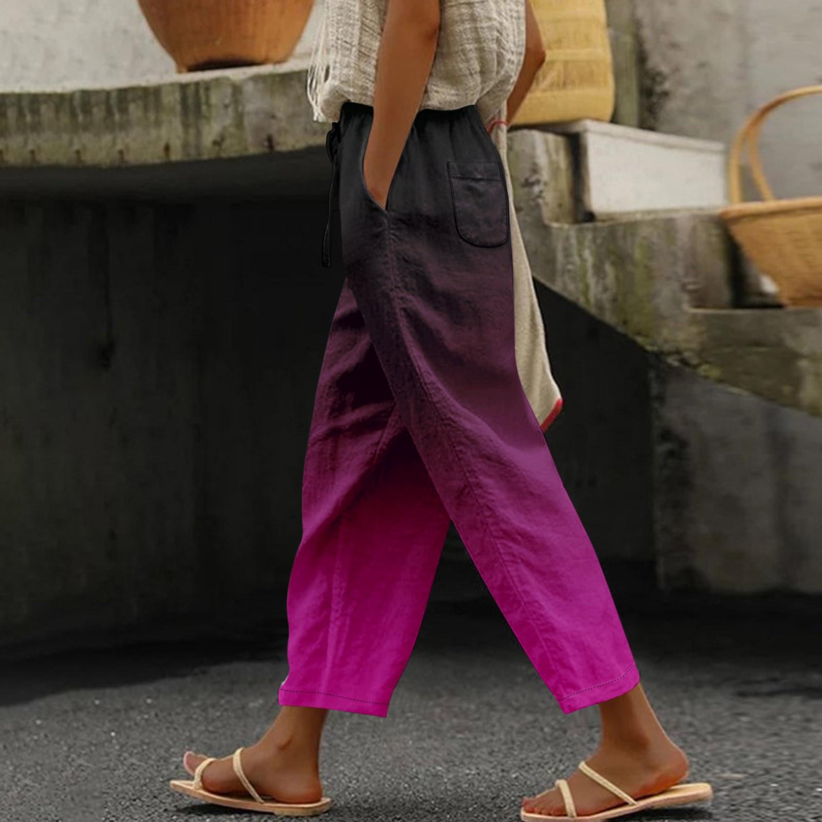 

Женские повседневные брюки с модным градиентным принтом и карманами на шнуровке, брюки с эластичной резинкой на талии XXL