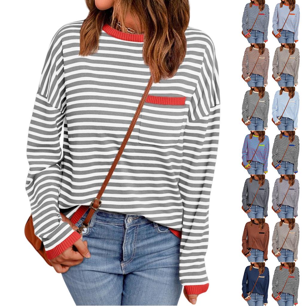 Women's Striped Fashion Long-sleeved Top