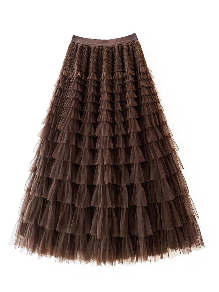 Korean Style Long Mesh Skirt Dress for Birthday, Holiday, Party, Dance - Mid-Length Socialite Swing Cake Skirt