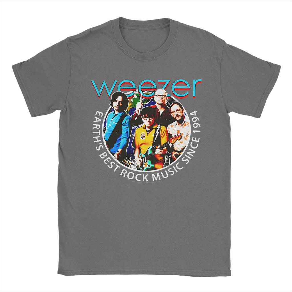 Weezer Band Mens T Shirts Novelty Tee Shirt Short Sleeve Round Neck TShirts Pure Cotton Big Size Clothing