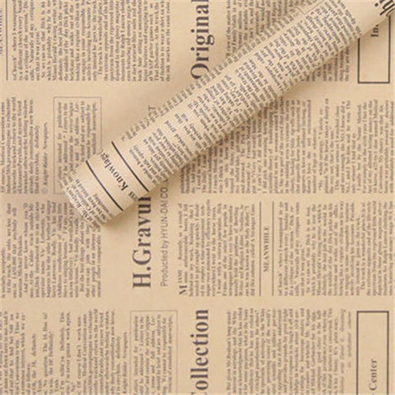 10Sheets Vintage English Newspaper Kraft Paper Brown Kraft Outer Wrapping Paper For Gifts Packaging Flower Wrapping Paper