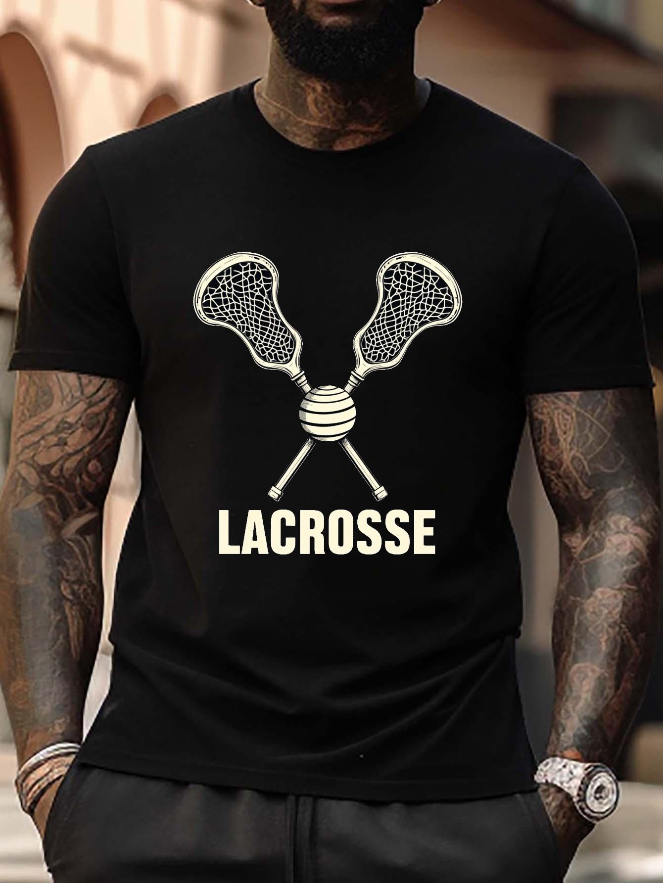 

Lacrosse Graphic T-shirt - Plus Size Black & White Sporty Design L