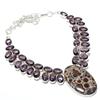 Natural Asteroid Jasper, Amethyst 925 Sterling Silver Gift Necklace 18" V5c67