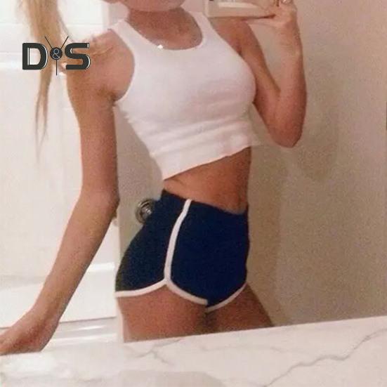 Damen-Sportshorts, elastische Taille, Yoga-Mini-Shorts, einfarbig, superkurze Hosen, leichte Strandhosen, sportliche Shorts