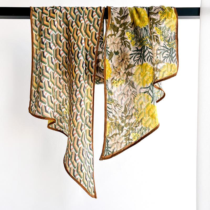 New Retro Small Floral Versatile Age-reducing Long Scarf Streamer Multifunctional Headband Neck Scarf Professional Women's Summer