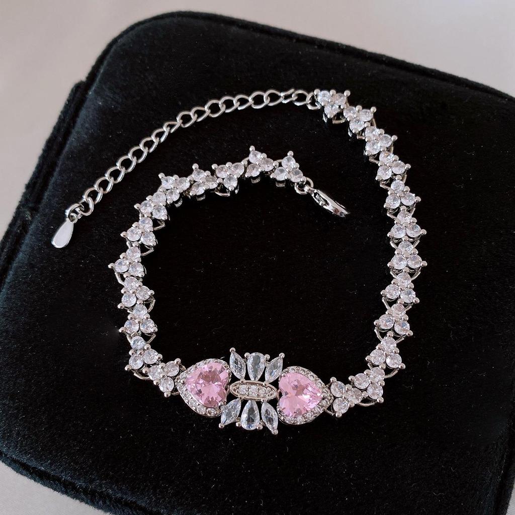 Korean Style Shiny Zircon Flower Buckle Bracelet: Light Luxury, High-End, Fashionable Bangle for Women