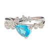 Super Flash Sweet Sea Blue Zircon Brushed Bow Open Ring Temperament Index Finger Ring Light Luxury High-End Ring