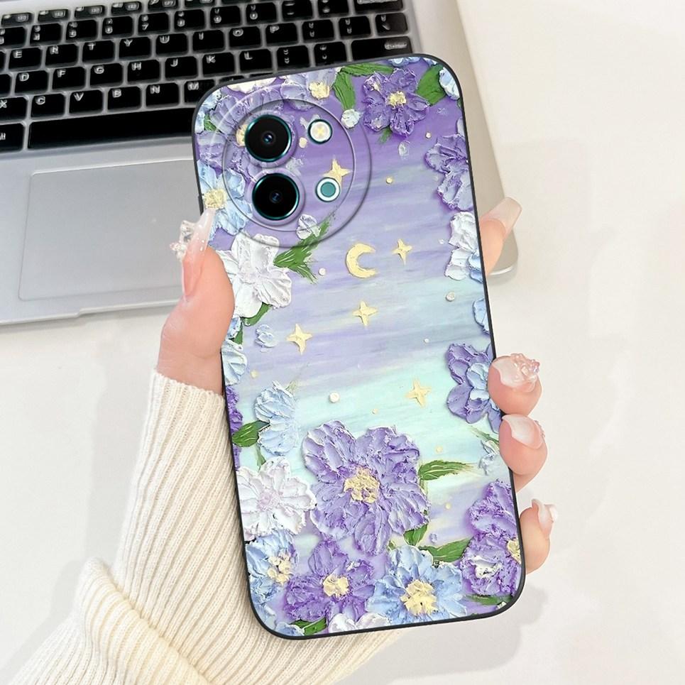 For Vivo Y38 Y58 T3x Y200i Y200t Back Cover Flower Butterfly Women Girly Fashion Phone Case For Vivo V2355 V2388 Liquid Silicone