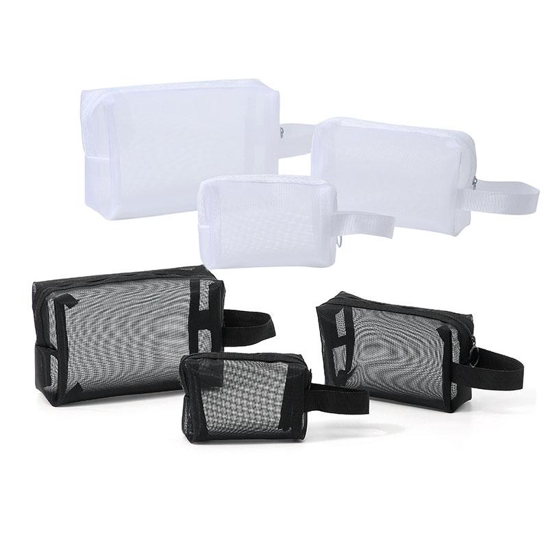 Large Capacity Mesh Makeup Bag Makeup Storage Pouch 1PC Black Layer Travel Cosmetic Bag Travel Toiletries Cosmetic Storage Bags
