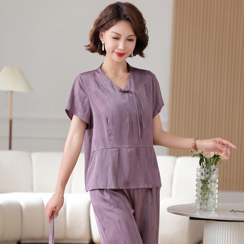 New Chinese Style Short Sleeve Blouse for Middle-Aged Women
