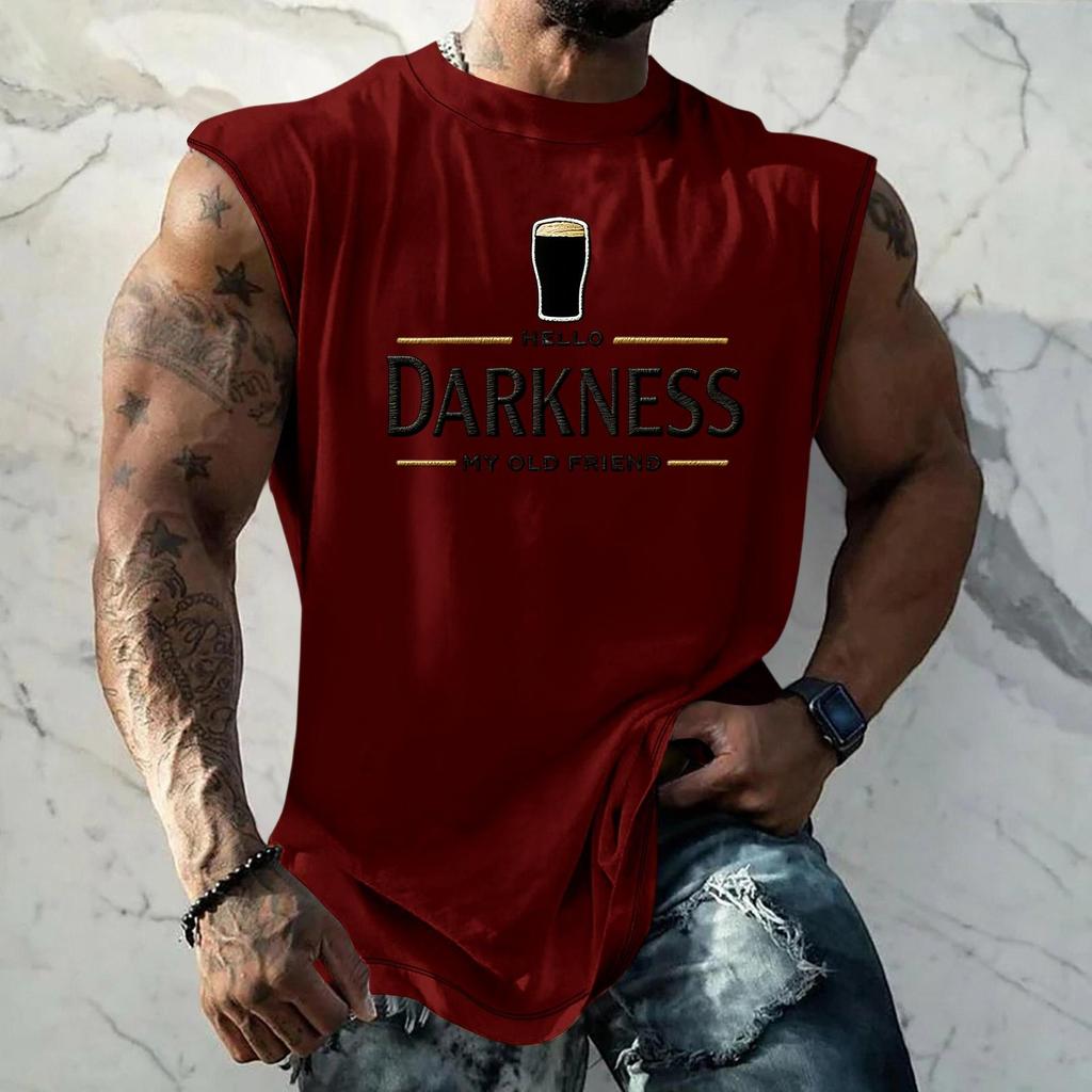 Men Sleeveless Tank Top Muscle Shirt with Beer Graphic Print Casual Summer Vest Lightweight Cotton Blend Comfortable Fit