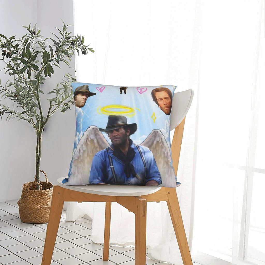 Husa Pătrat Meme Arthur Morgan RDR2 Huse Pernă Joc Polyester Modă Husa Decor Pernă pentru Sufragerie 40*40cm