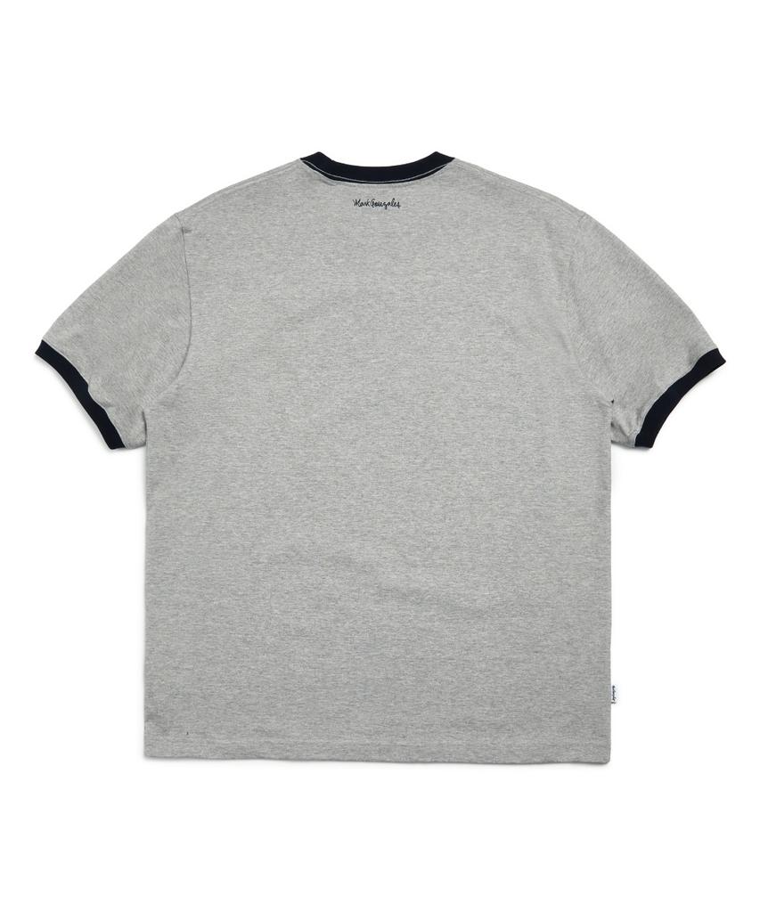 MARK GONZALES Logo Graphic Ringer Short Sleeve T-Shirt - M/Grey
