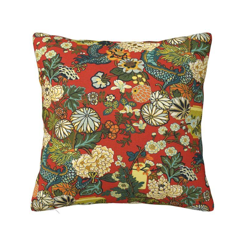 Lyxig Kinesisk Gingerburk Chippendale Kuddfodral för Soffa Mjuk Vintgae Delftblå Porslin Kuddvar Dekoration