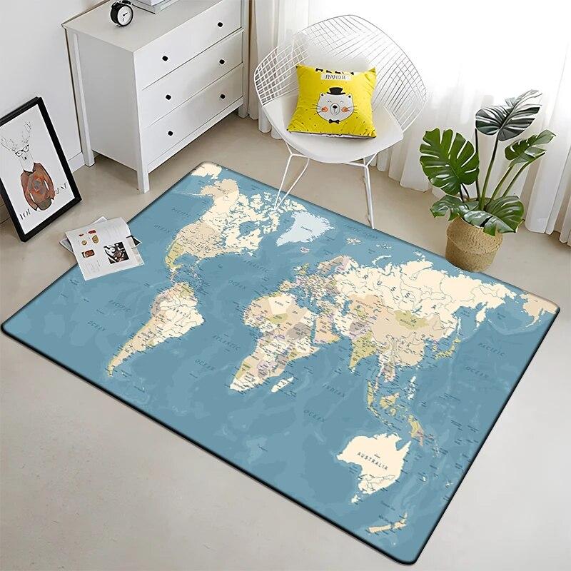 Retro navigace Mapa Vzor Dekorativní čtvercový koberec Moderní dům Obývací pokoj Podlaha Matná Ložnice Koberec Umění Plakát Podložka Vějíře Dárek