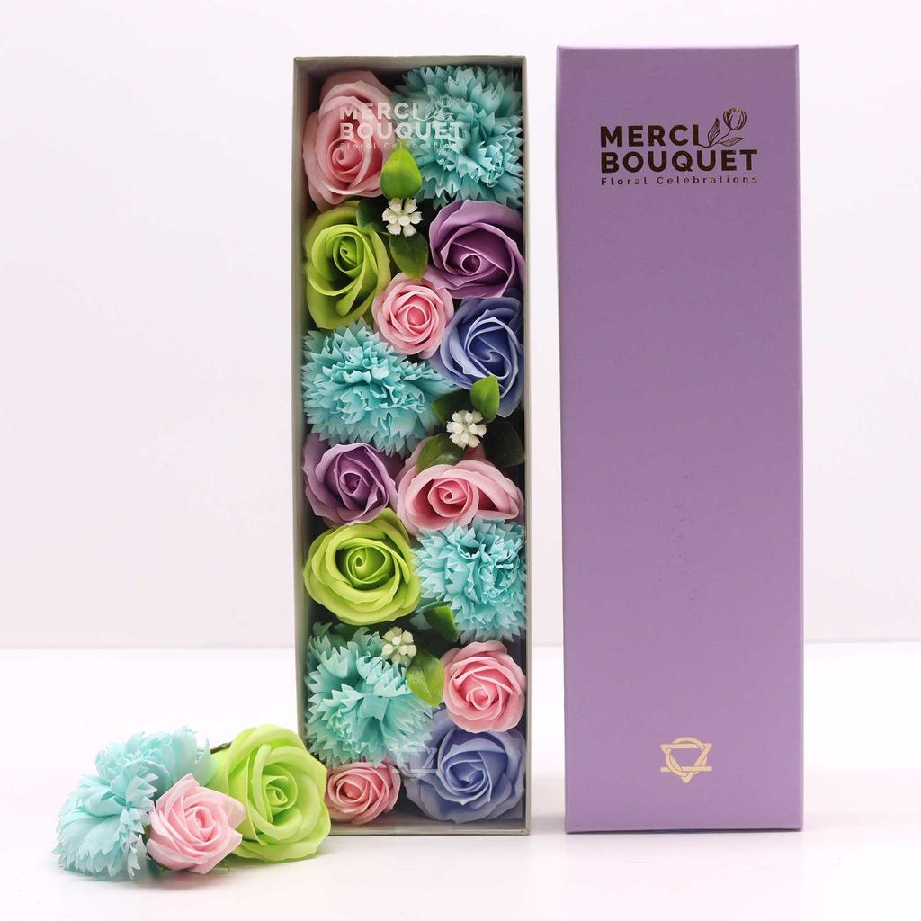 Soap Flowers Long Box Baby Blessings Blues