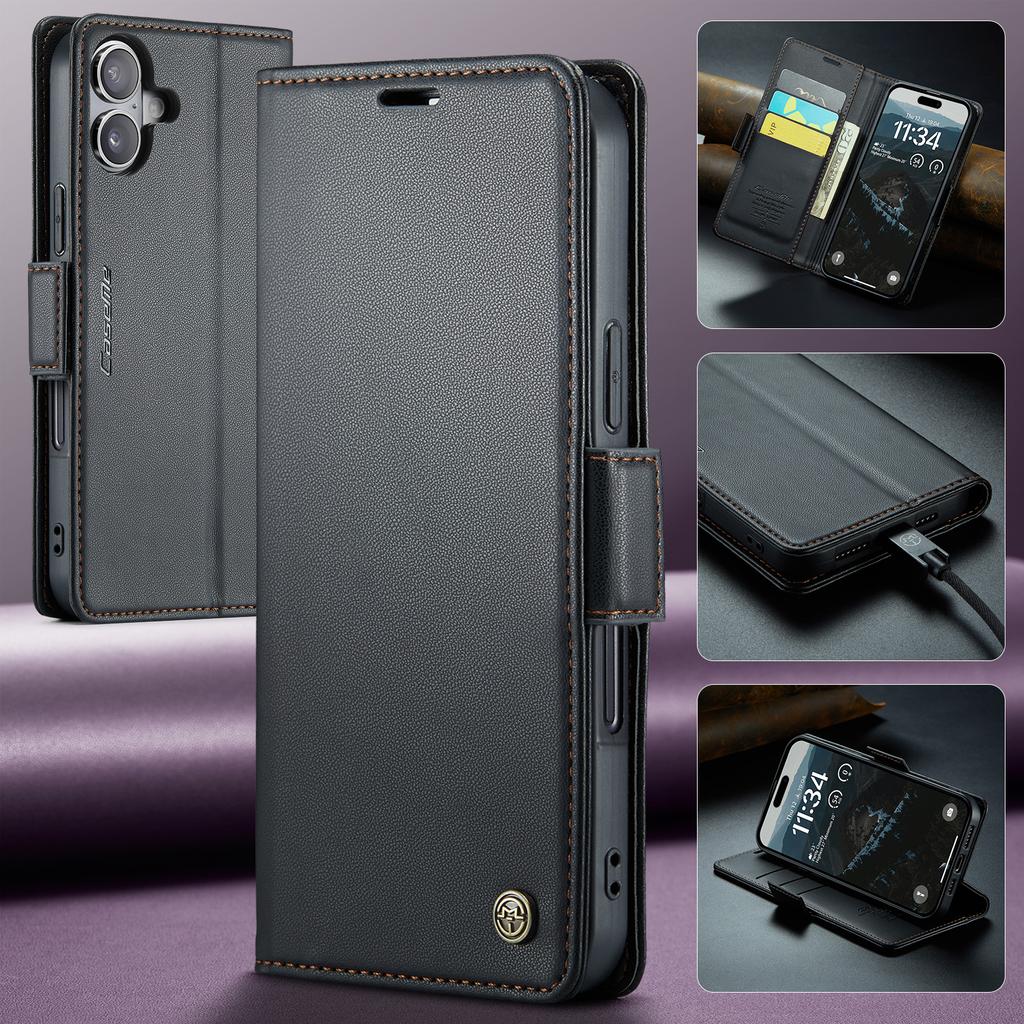 For iPhone 17 Case CASEME 023 Series RFID Blocking Glossy Stand Phone Cover