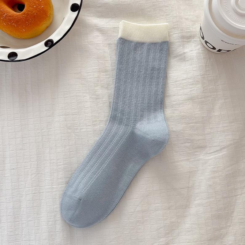 

Women s Spring and Summer Thin Mesh Matching Color Boneless Sports Tube Socks 1 pair светло-синий