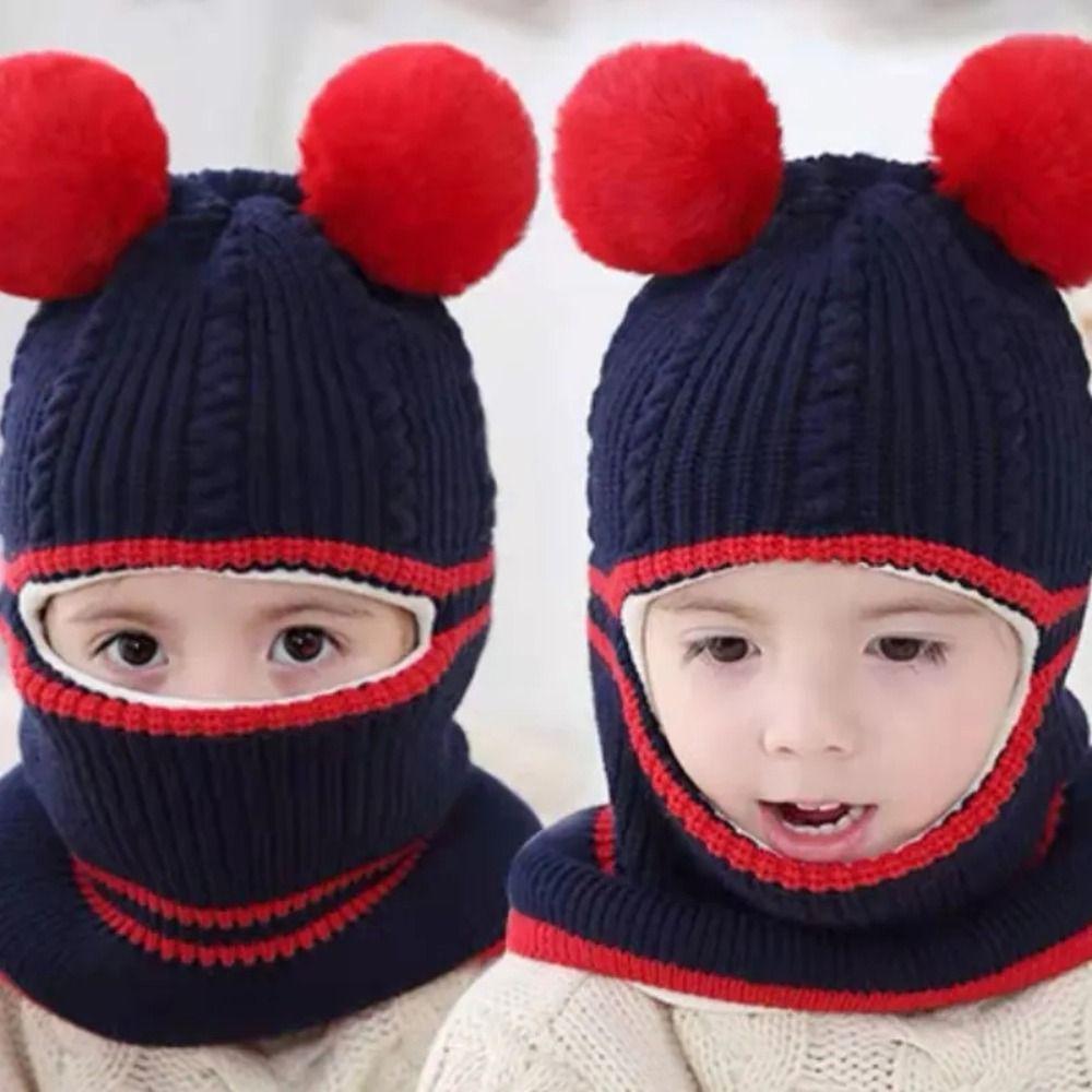 Acrylic Protection Ears Cap Warm Beanie Cap Winter One-Piece Baby Hat Infant