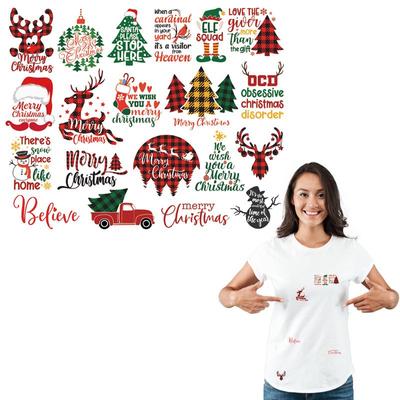 Ziemassvētku termiskā uzlīme Plāksteris Māksla Crats Džinsi Karstuma Prese Aplikēti Apģērbi Parches Ropa Diy Hoodies Plāksteris Apģērbiem Ziema