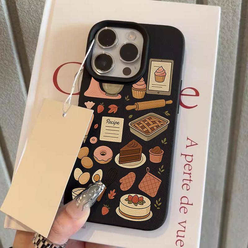 

Retro Baking Theme Lychee Texture Silicone Phone Case For iPhone 17 Pro Max 11 12 13 14 15 16 Pro 14 Plus 17 Air Soft Cover iPhone XR